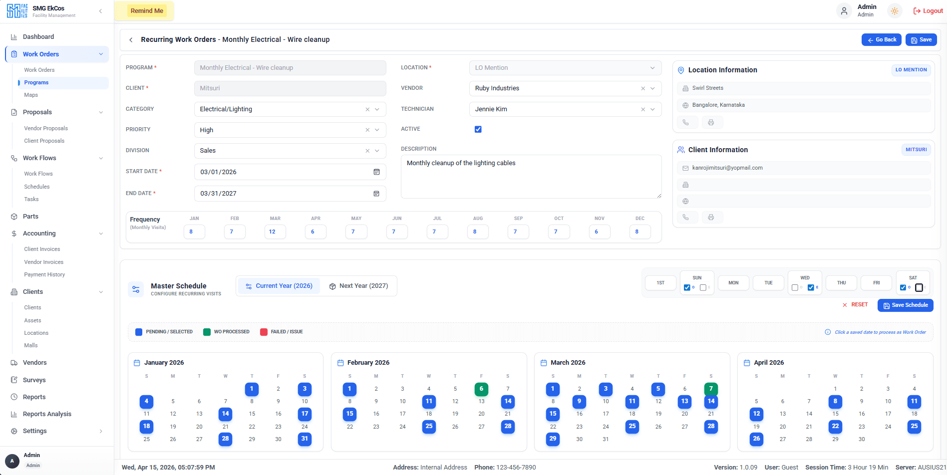 CMMS Dashboard Interface